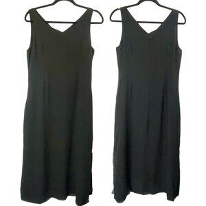 Rails ANINA Women Silk Midi Dress Sz M Black Sleeveless V Neck Luxury 77-19